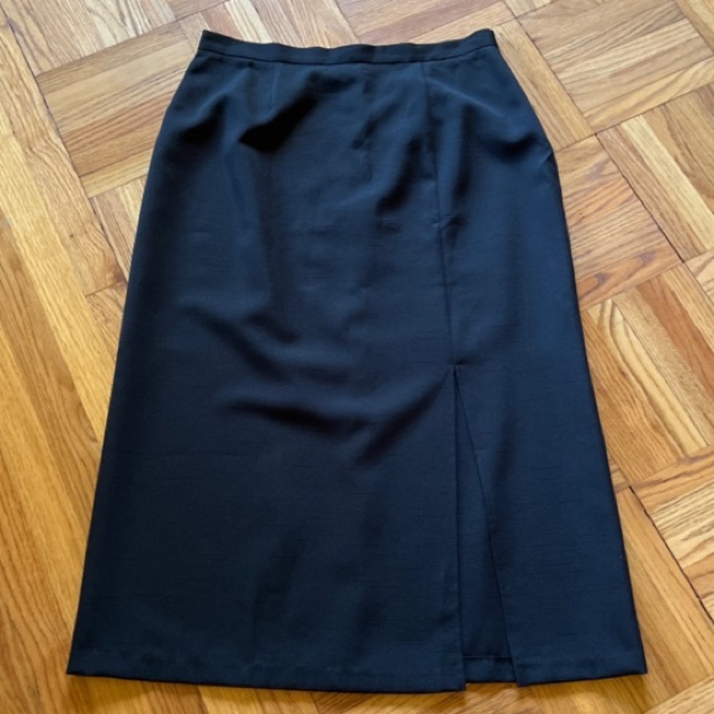Vtg. Pencil Skirt Long w/ Above Knee Split Blk 18